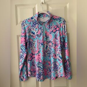 - NWT Women’s Soneven Long Sleeve quarter zip floral pattern vibrant golf size M